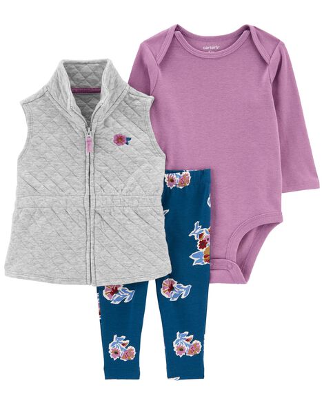 Baby 3-Piece Doubleknit Vest Set