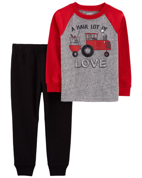 Toddler 2-Piece Love Construction Snow Yarn Tee & Pant Set