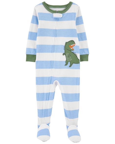 Toddler 1-Piece Dino Print Footed Pajamas