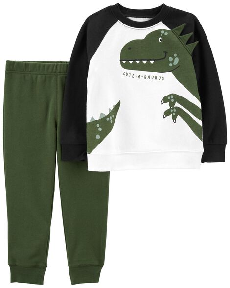 Toddler 2-Piece Dinosaur Fleece Tee & Jogger Set
