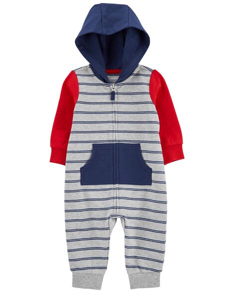 Baby Striped Zip-Up Jumpsuit