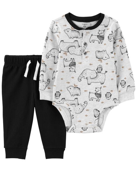 Baby 2-Piece Henley Bodysuit Pant Set