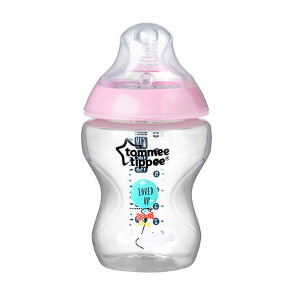 Biberon Closer to nature 260ml - Déco fille transparent/rose
