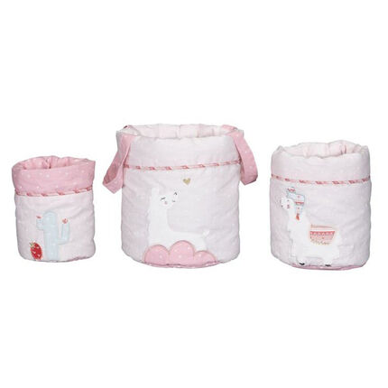 Lot de 3 panières gigognes - Mila blanc/rose