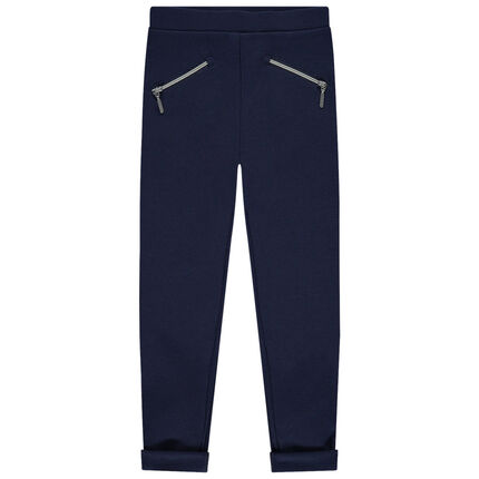 Jegging en milano à bandes et poches zippées 3 ans bleu foncé