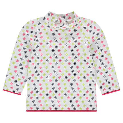 Sous-pull manches longues imprimé all-over 6 mois ecru
