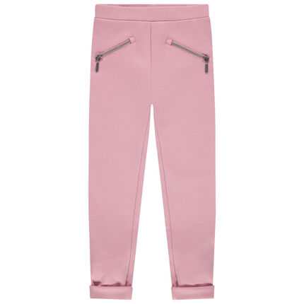 Jegging en milano à bandes et poches zippées 3 ans rose moyen