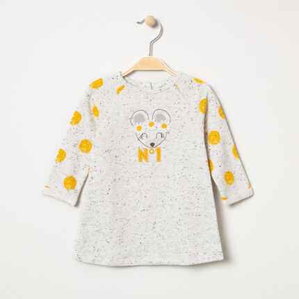 Robe manches longues neps print souris et pois 1 mois ecru