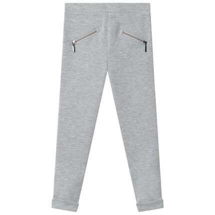 Jegging en milano à bandes et poches zippées 3 ans gris moyen