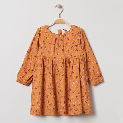 Robe manches longues à fleurs all-over 3 mois jaune moyen