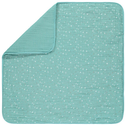 Couverture imprimée étoiles en tétra 80 x 80cm bleu moyen