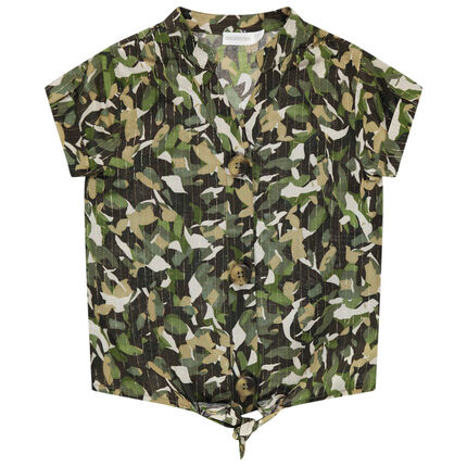 Top à imprimé army et fils brillants 6 ans vert foncé