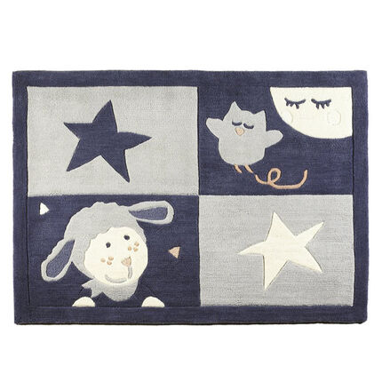 Tapis de chambre tufté main Merlin - 130 x 190 cm bleu