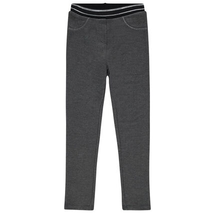 Jegging en milano à taille rayée 3 ans gris foncé