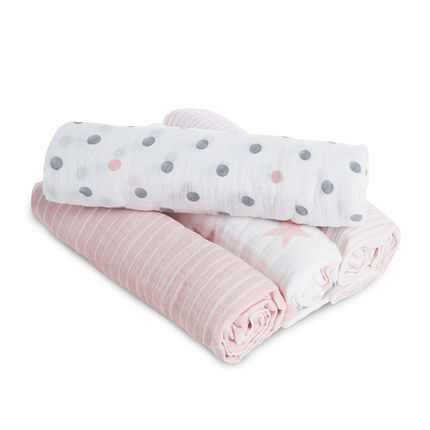 Lot de 4 maxi-langes 112 x 112 cm – Doll rose