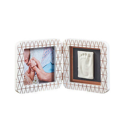 Cadre photo empreinte My baby touch 2 volets - Blanc/bronze
