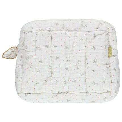 Trousse de toilette en tétra à motif végétal all-over ecru