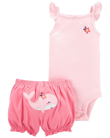 

Baby 2-Piece Flutter Bodysuit & Short Set