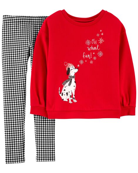 

Kid 2-Piece Dalmatian Fleece Top & Legging Set