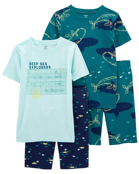 Kid 4-Piece Whale 100% Snug Fit Cotton PJs