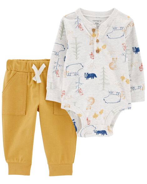

Baby 2-Piece Woodland Creatures Bodysuit Pant Set