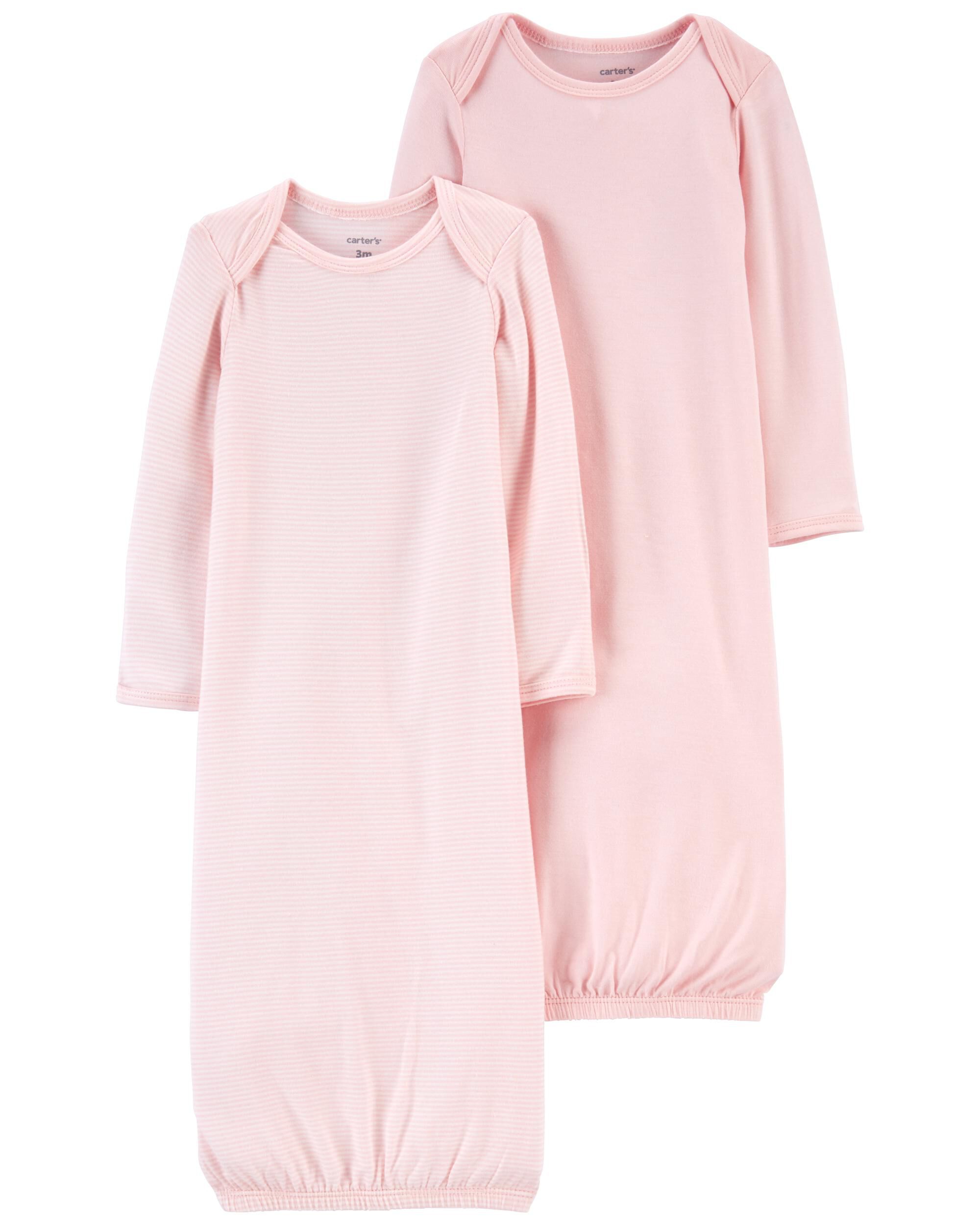 Pink Baby 2 Pack Sleeper Gowns carters