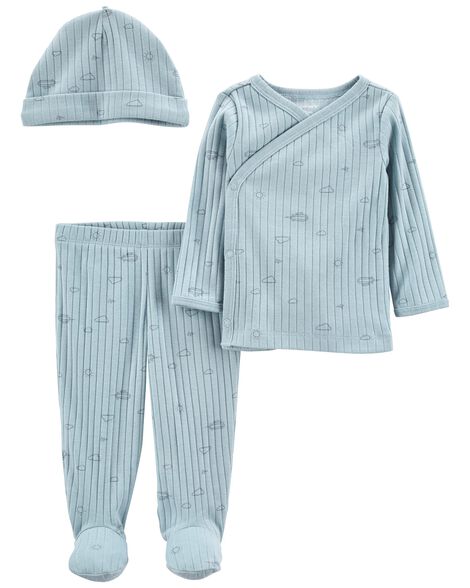 

Baby 3-Piece Side-Snap Top & Pant Set