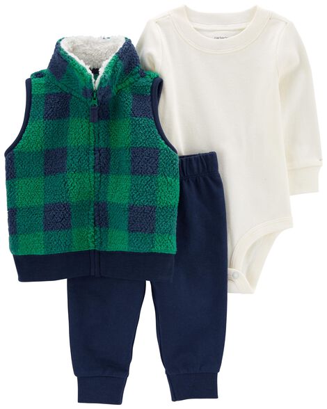 

Baby 3-Piece Sherpa Vest Set