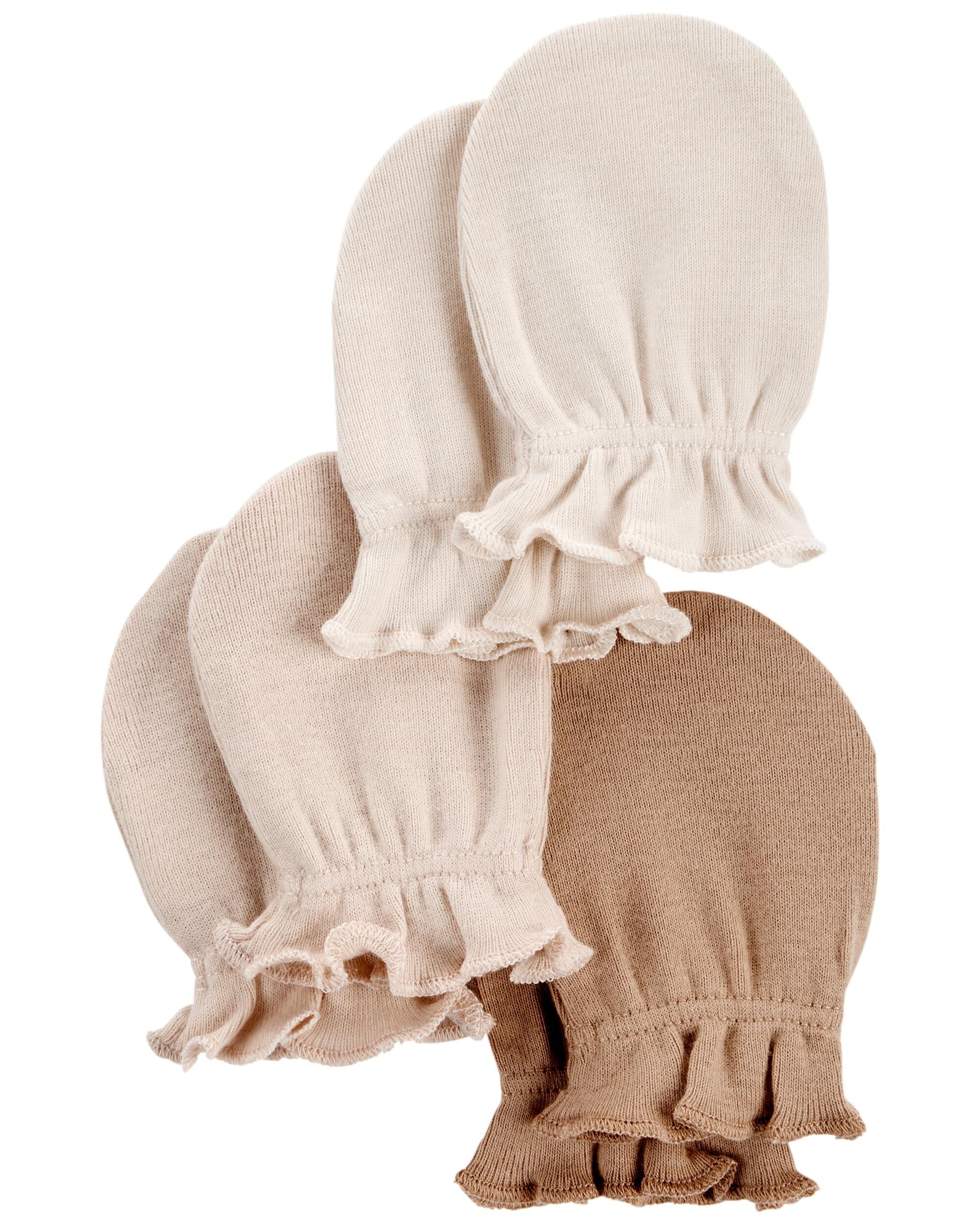 Khaki Ivory Baby 3 Pack Mittens carters