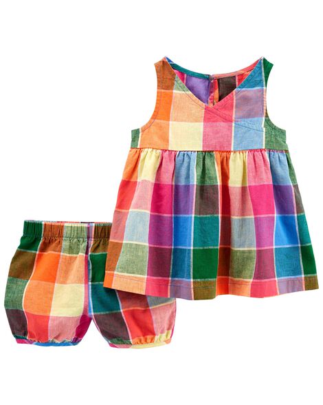 

Baby 2-Piece Plaid Linen Set