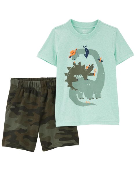 

Baby 2-Piece Dinosaur Snow Yarn Tee & Short Set