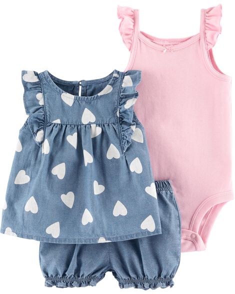 

Baby 3-Piece Heart Little Short Set