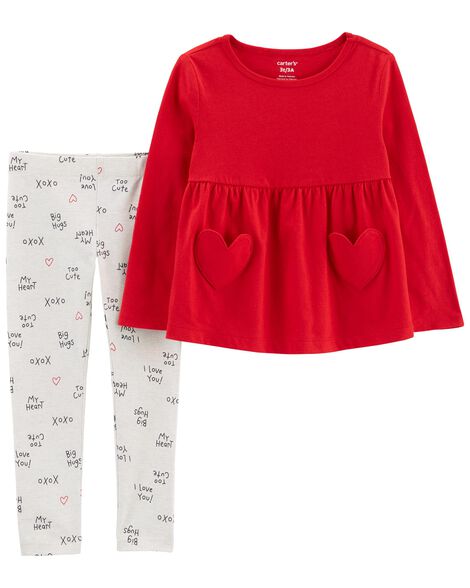 Toddler 2-Piece Heart Jersey Top & Legging Set