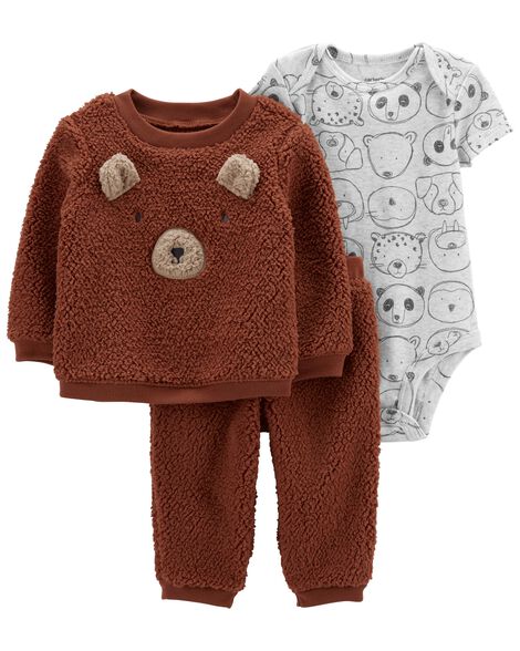 

Baby 3-Piece Sherpa Bear Outfit Set