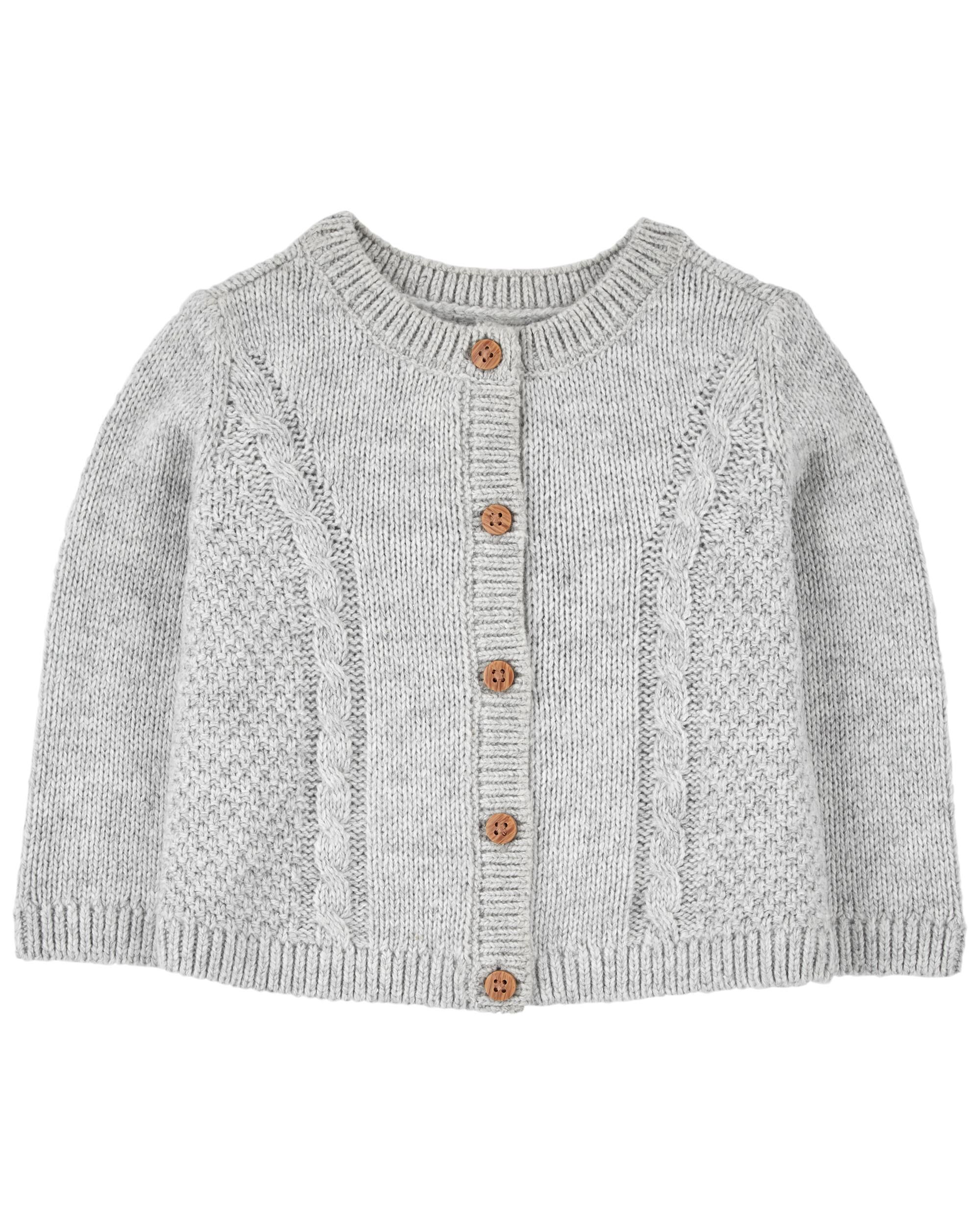 Grey knitted cardigan baby hot sale