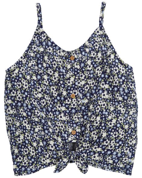 

Kid Floral Print Button-Front Tank