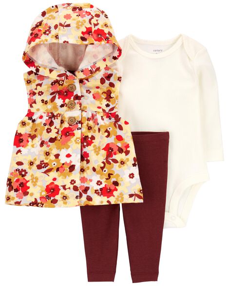 

Baby 3-Piece Floral Little Vest Set
