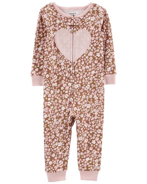 

Toddler 1-Piece Heart 100% Snug Fit Cotton Footless PJs
