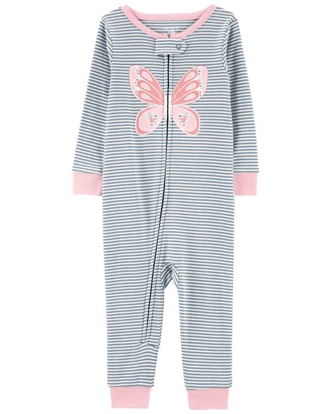

Toddler 1-Piece Butterfly 100% Snug Fit Cotton Footless PJs