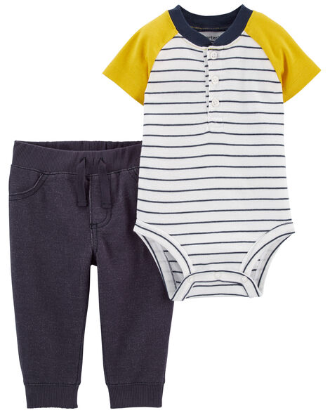 

Baby 2-Piece Striped Bodysuit Pant Set
