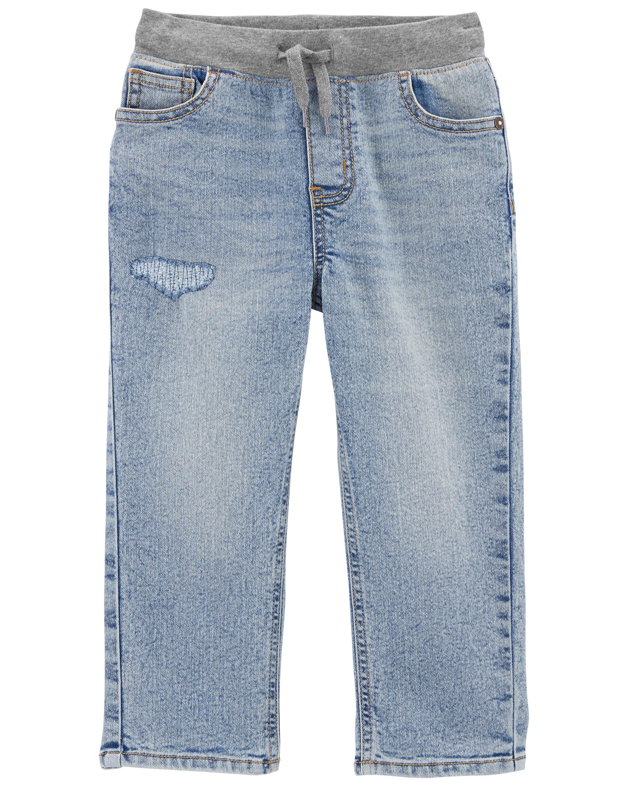 Blue Toddler Pull On Knit Denim Pants carters