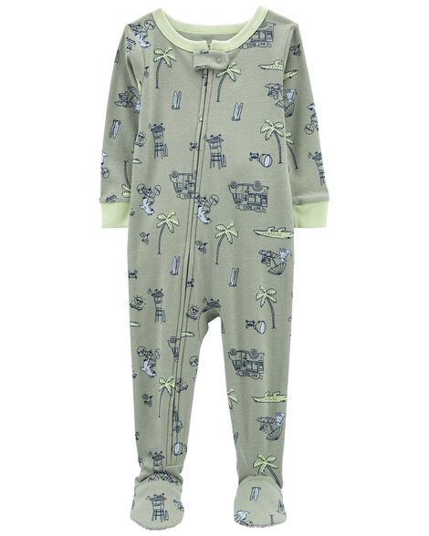 

Toddler 1-Piece Beach 100% Snug Fit Cotton Footie PJs