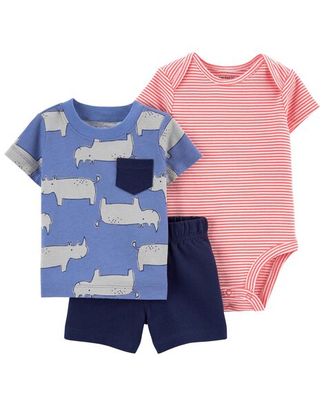 

Baby 3-Piece Rhino Little Short Set