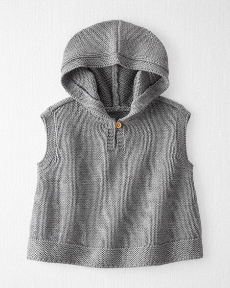 

Baby Organic Cotton Sweater Knit Hooded Poncho