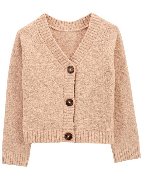 

Kid Fuzzy Button-Front Cardigan