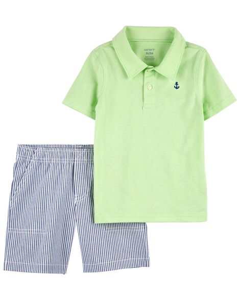

Toddler Polo & Striped Shorts Set