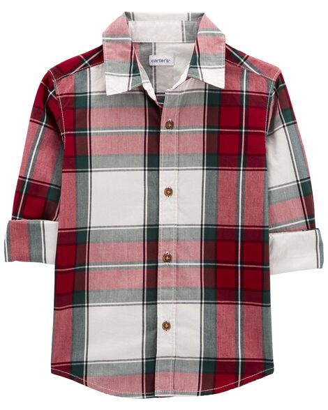 

Toddler Plaid Button-Front Shirt