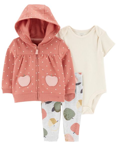Baby 3-Piece Little Apple Cardigan Set