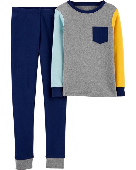 

Kid 2-Piece Colorblock Snug Fit Cotton PJs