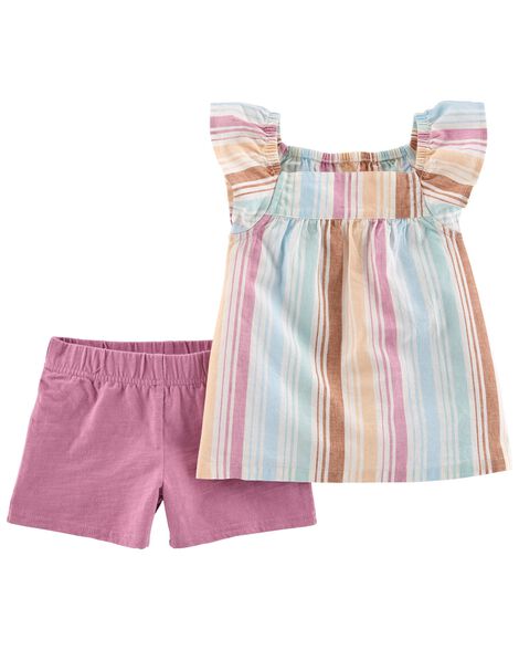 Baby 2-Piece Striped Top & Short Set